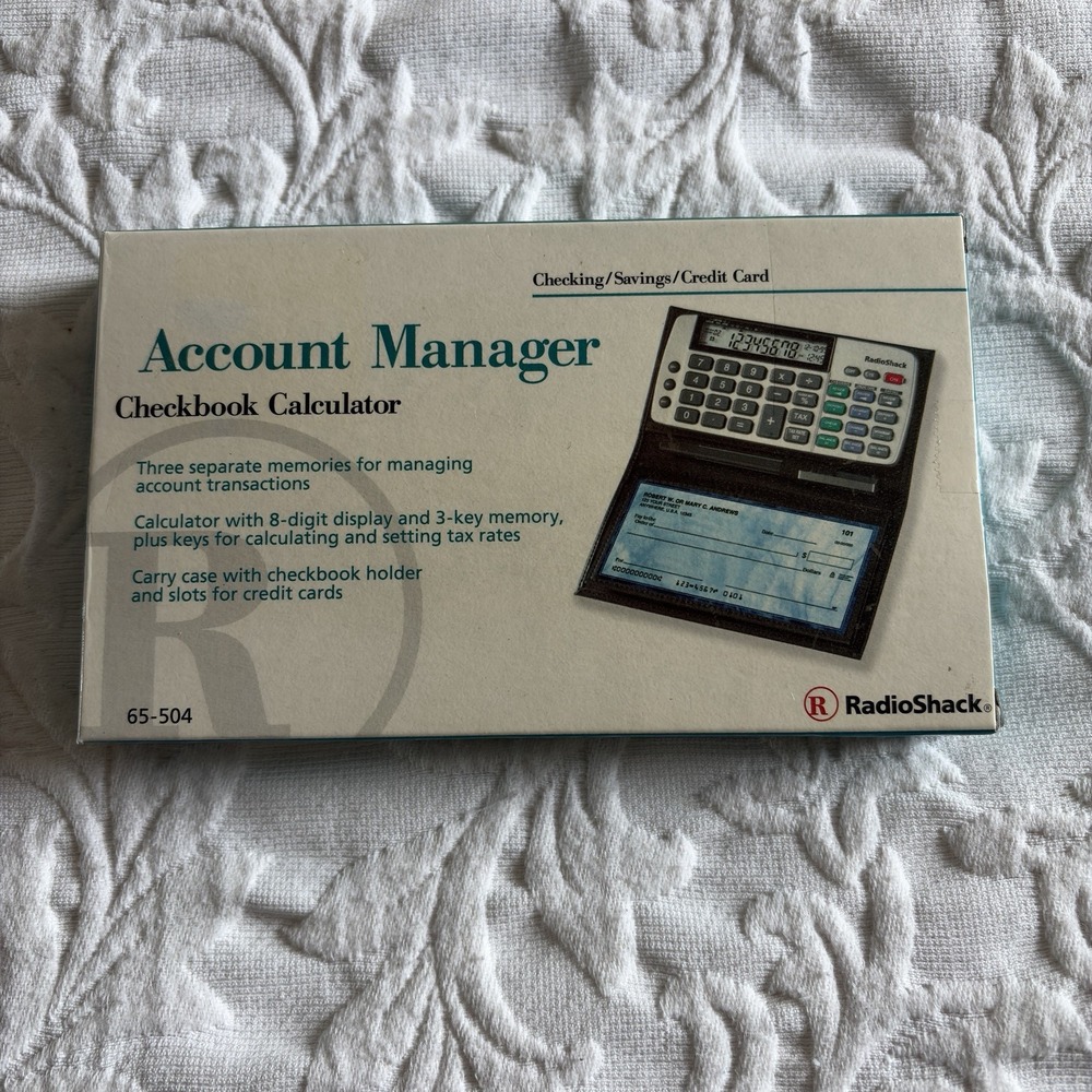 RadioShack Checkbook Desktop Calculator 3 Memory Banks Clock Calendar Tax 65-504